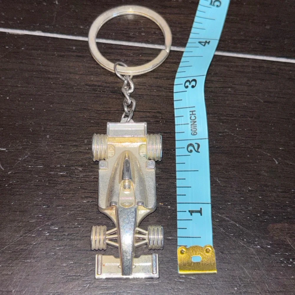 Vintage | Silver Tone | Formula 1 Race Car | Keychain‎ | F1 Sports Car Key Ring